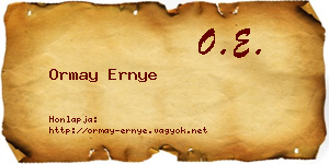 Ormay Ernye névjegykártya